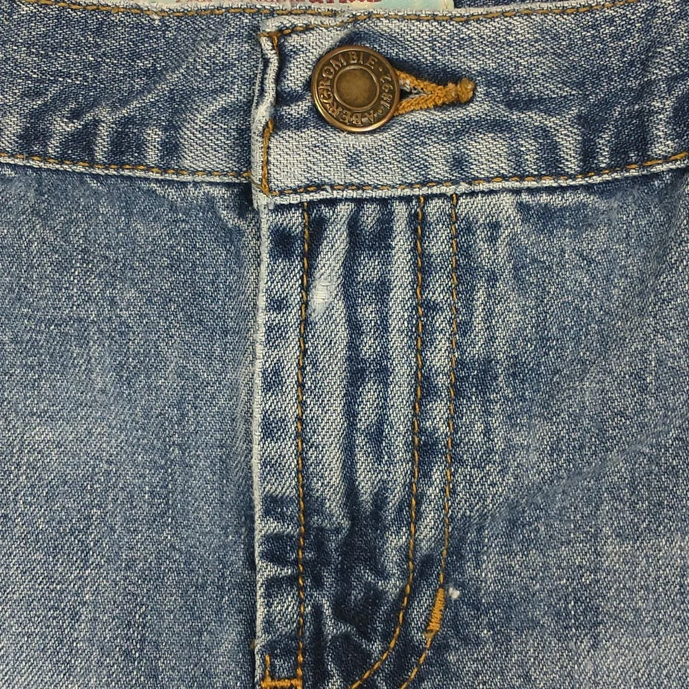 Vintage Abercrombie & Fitch Mini Skirt 2 Denim Blue Jean Cut Off Distressed Y2K